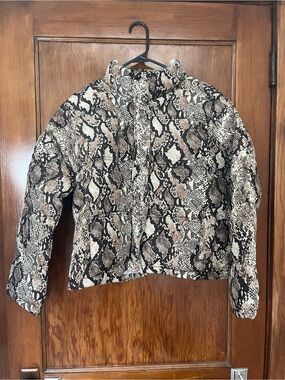 Thread & Supply Snake-Print Bomber Puffer Jacket